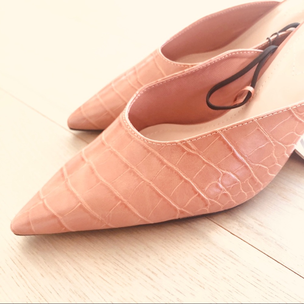 NWT Zara Light Pink Animal Print Mid-Heel Mules - Picture 8 of 11